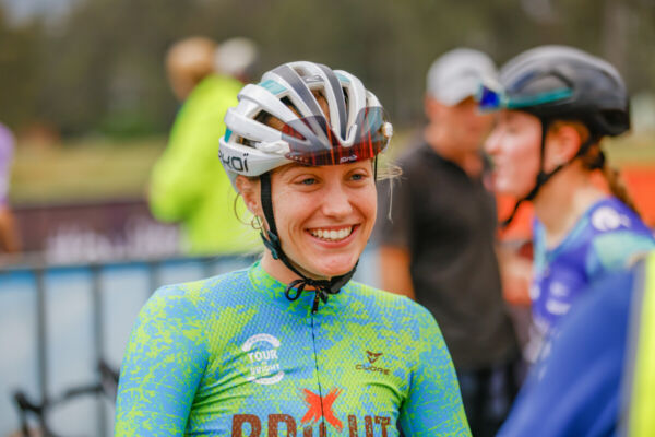 Smiling cyclist 2024 Tour of Bright